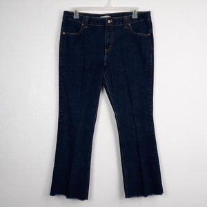 Levi's 525 Women's Bootcut Jeans Size 16 Dark Wash Blue Denim Frayed Raw Hem